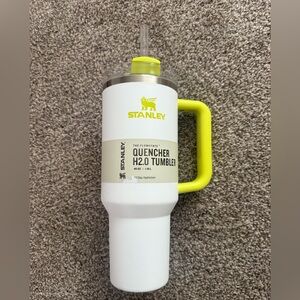 Stanley Quencher H2.0 Tumbler in White and Neon Yellow